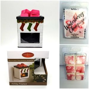 HOLIDAY FIREPLACE PLUGGABLE FRAGRANCE WARMER with Free Scented  Breakaway Melts